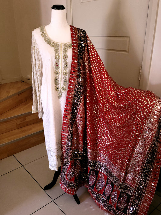 Red& Black silk duppata