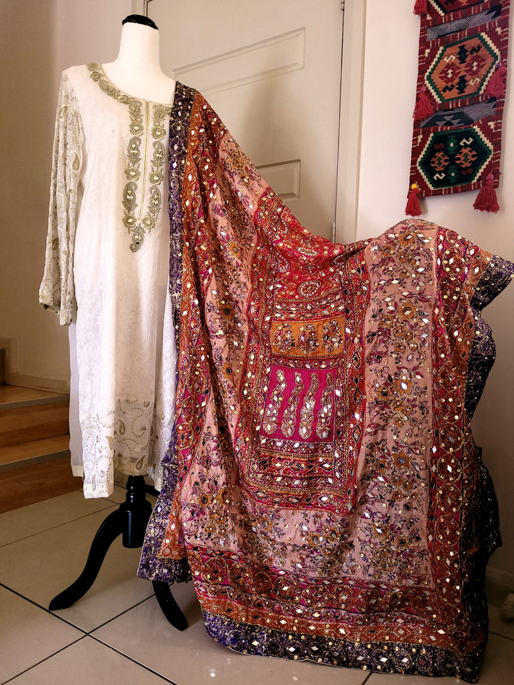 Gray & ferozi silk duppata