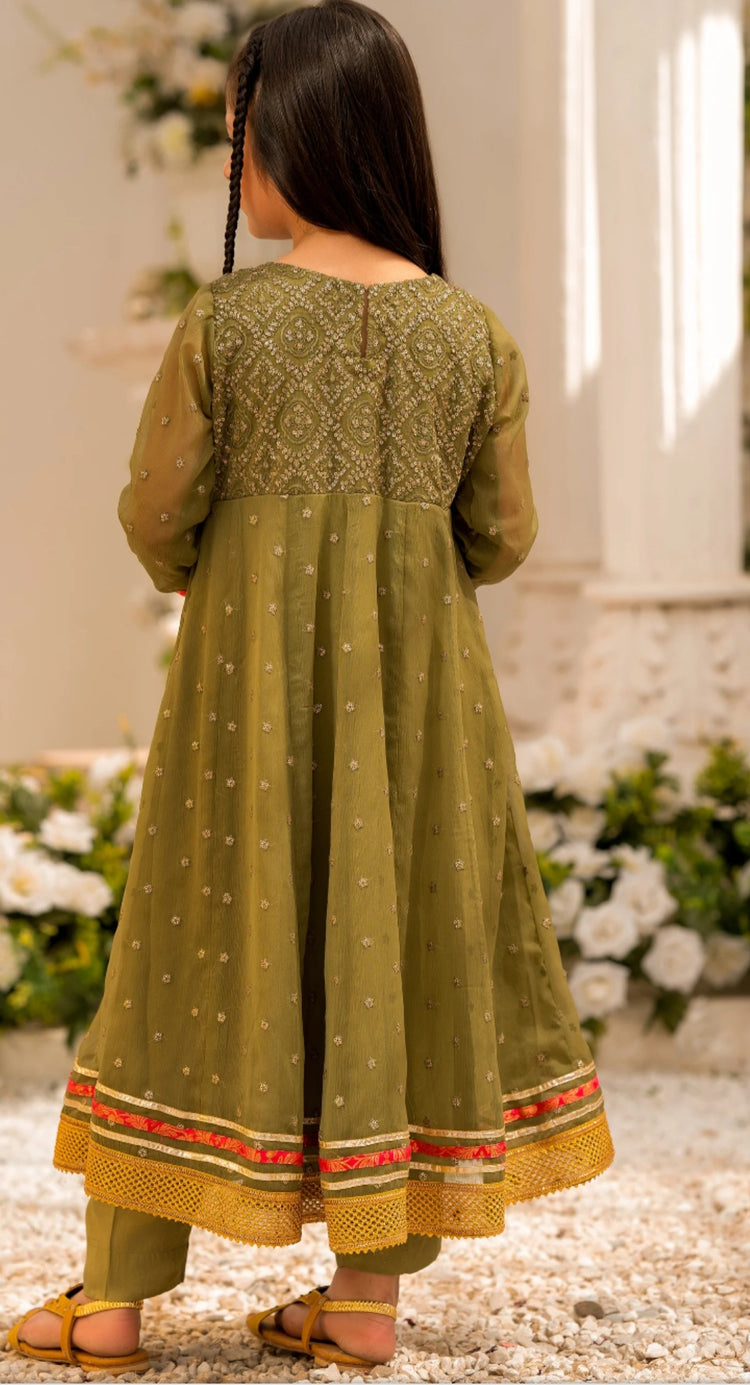 Dark olive green girls 3pc