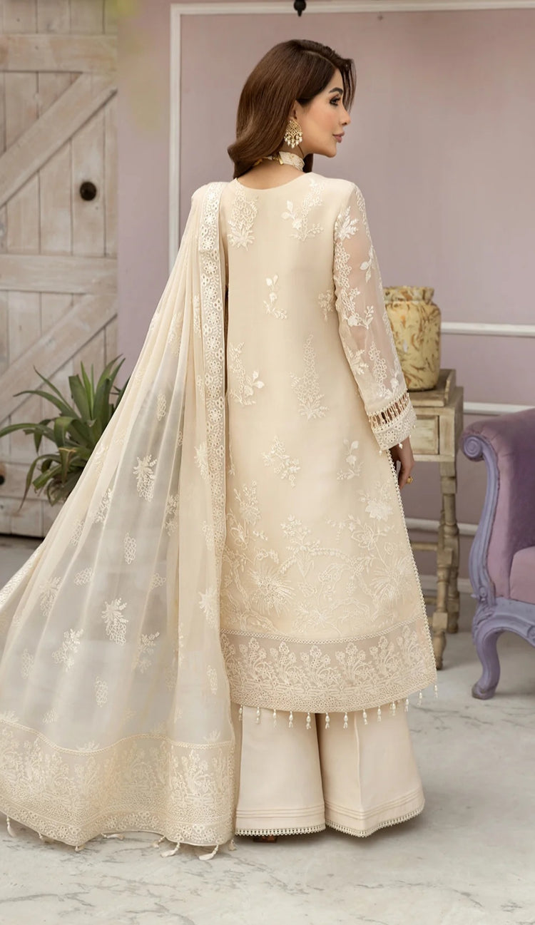 Beige Chiffon Embroiderd 3pc