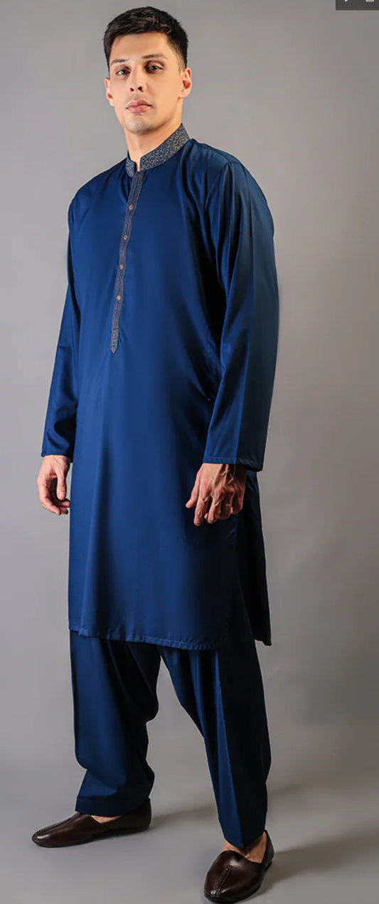 Cobalt Blue mens kameez shalwar