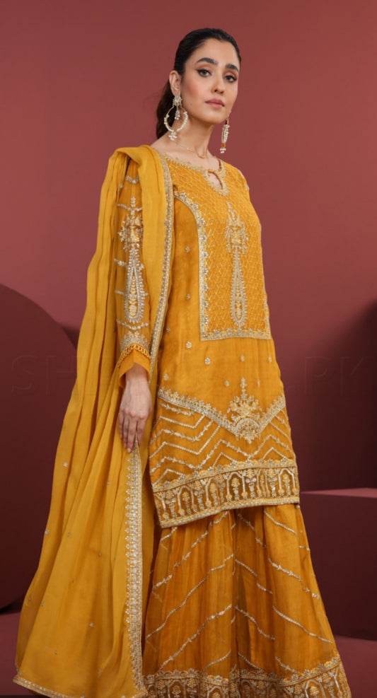 Yellow Gharara set 3pc