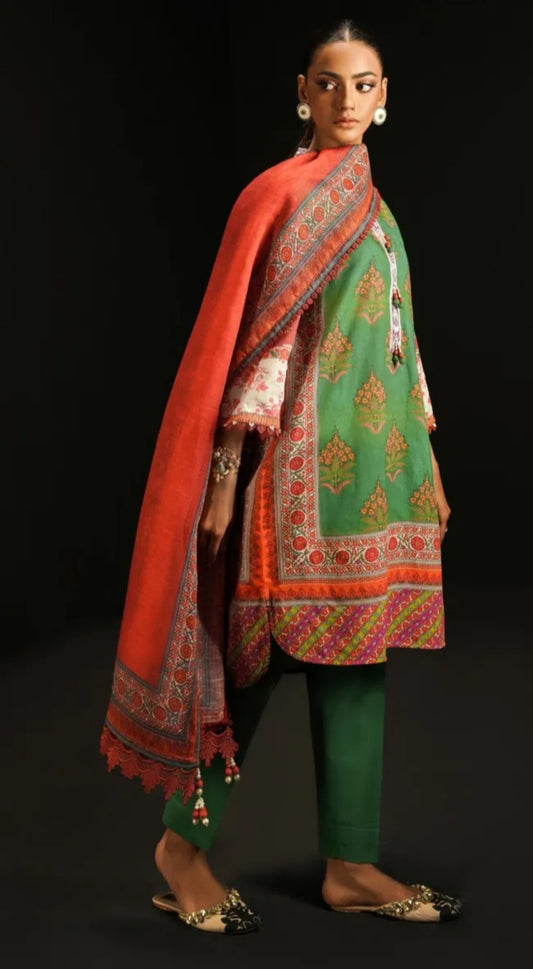 Dull Green lawn 3pc dress