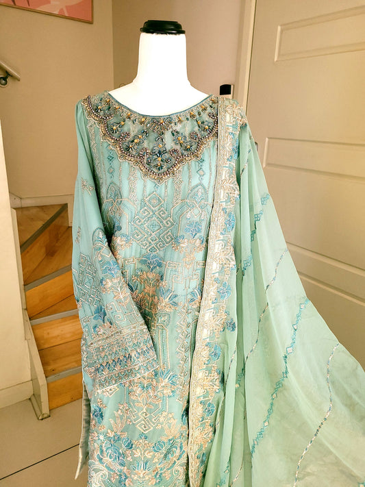 Pasrel seagreen 3pc chiffon