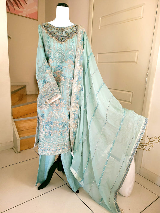 Pasrel seagreen 3pc chiffon