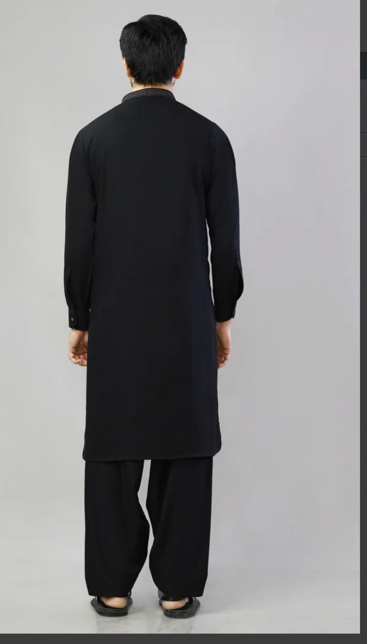 Black Embroiderd mens 3pc