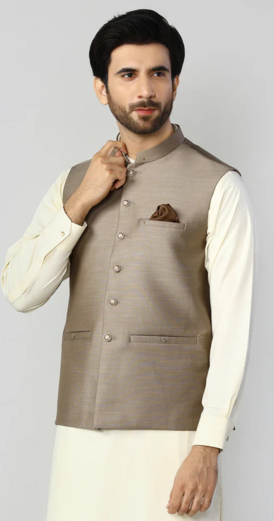 mens gold waistcoat and tie