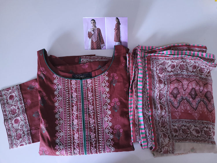 Lawn embroiderd 2pc Burn Maroon