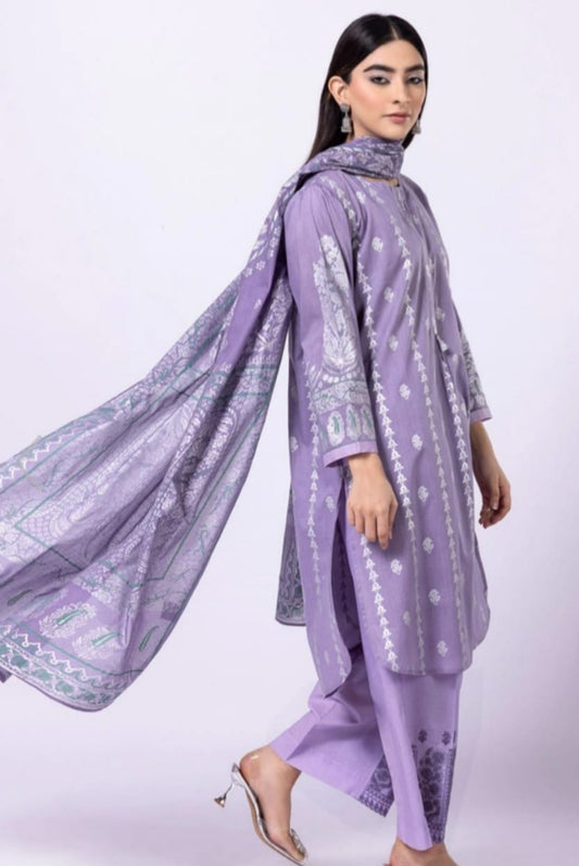 Lillac lawn embroiderd 3pc
