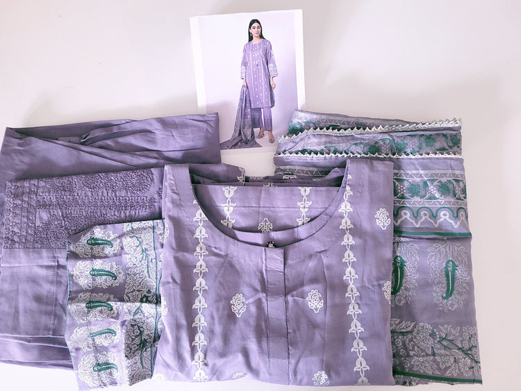 Lillac lawn embroiderd 3pc