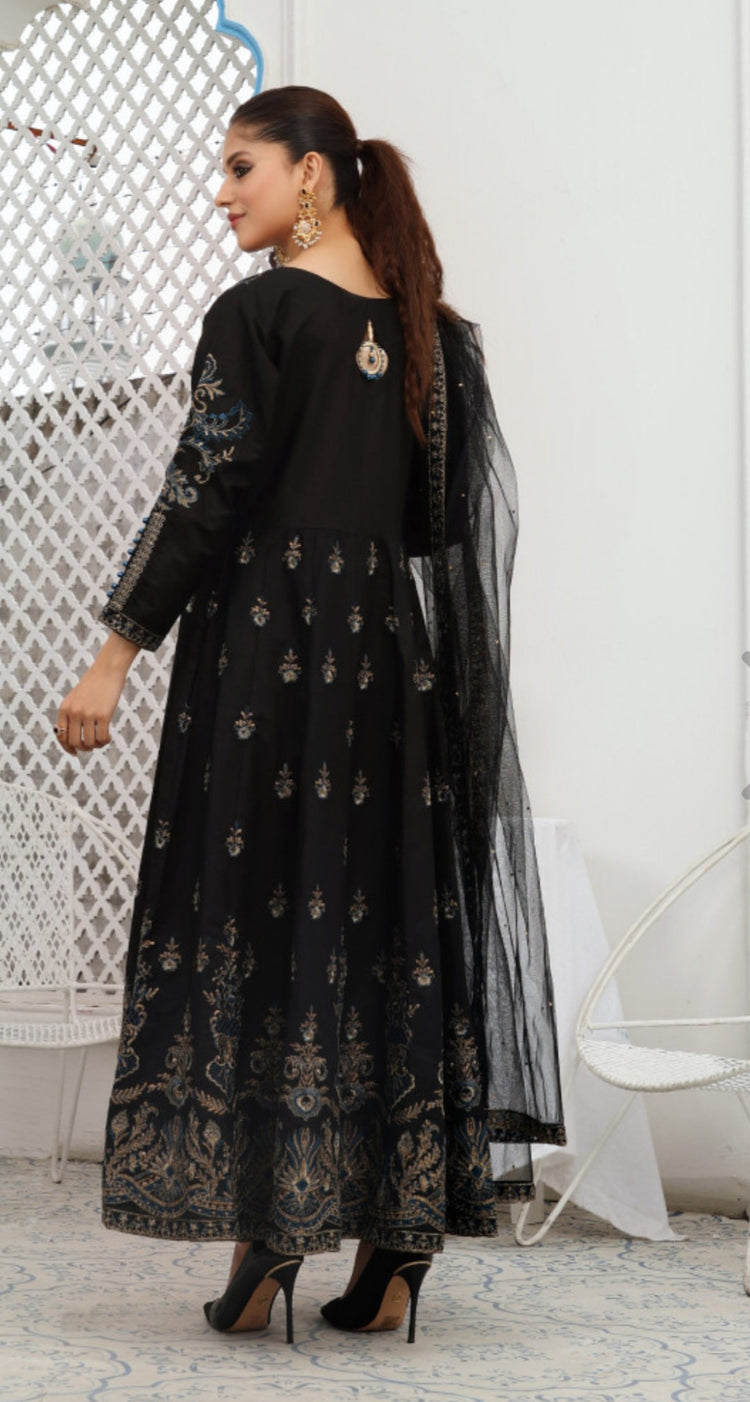 Black jaquard 3pc dress