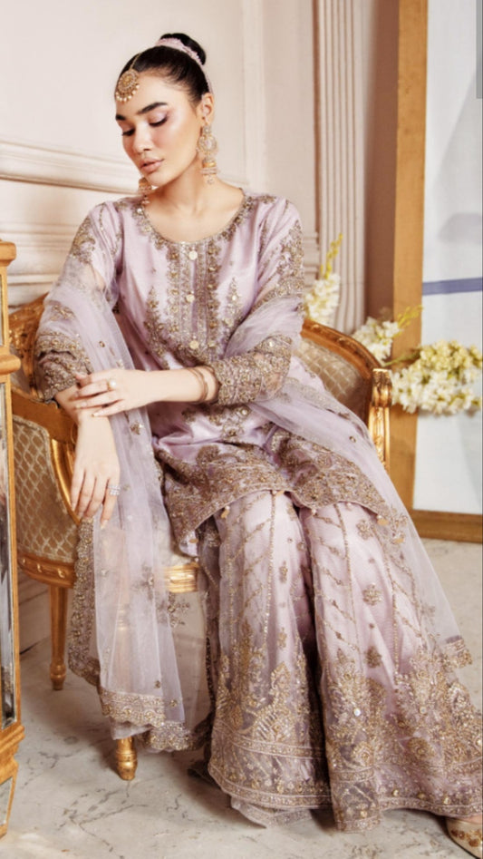 Pastel pink Gharara 3pc dress