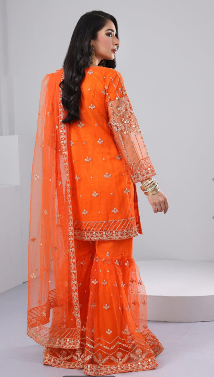 OrangeNet Gharara 3pc dress