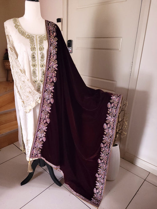 Maroon Velvet Shawl