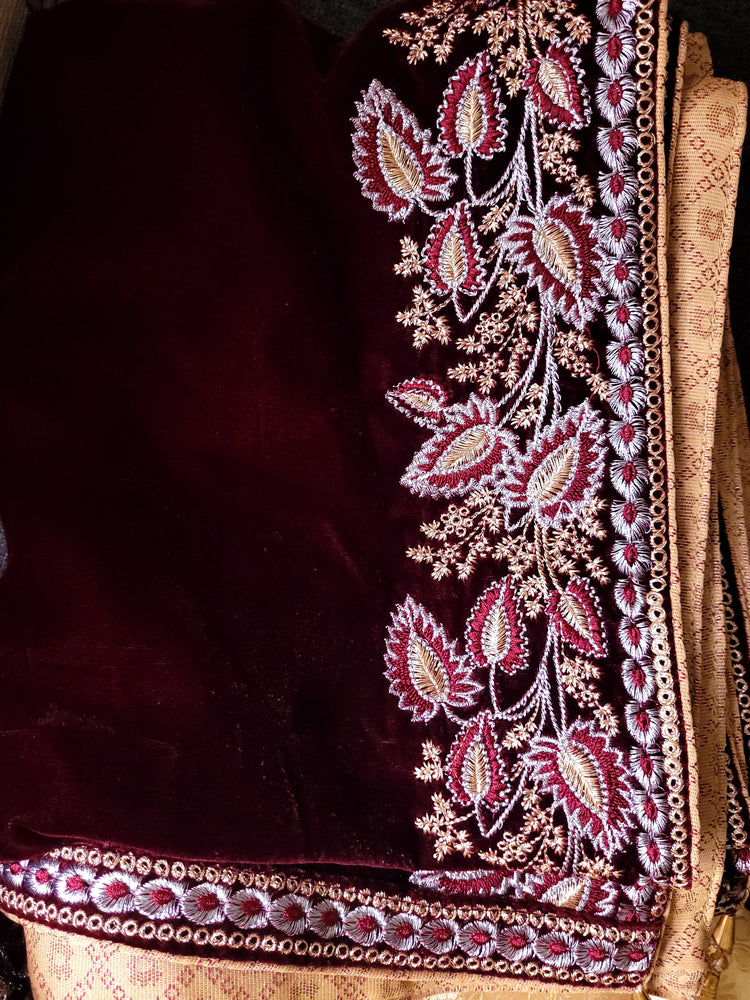 Maroon Velvet Shawl