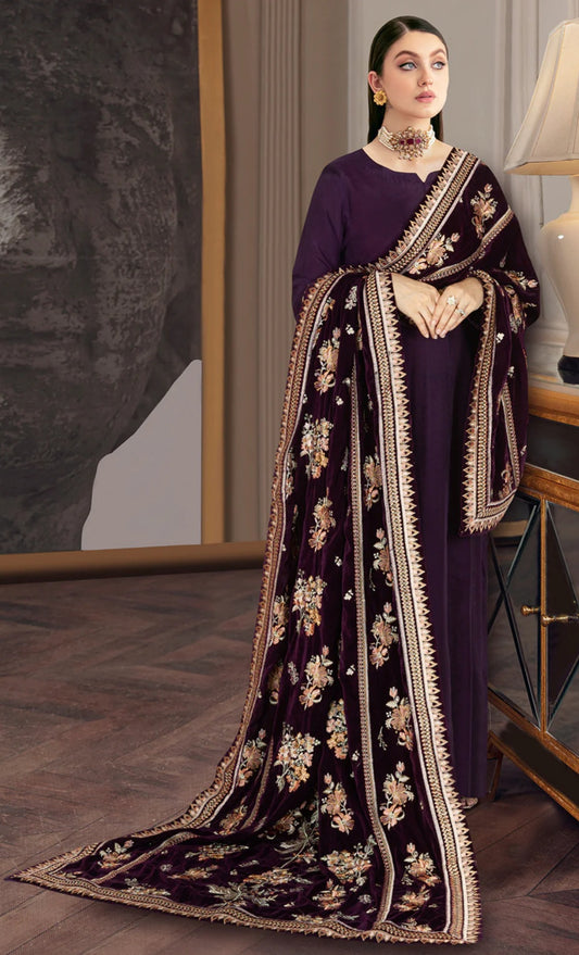 Small Bunches Velvet Plum Shawl