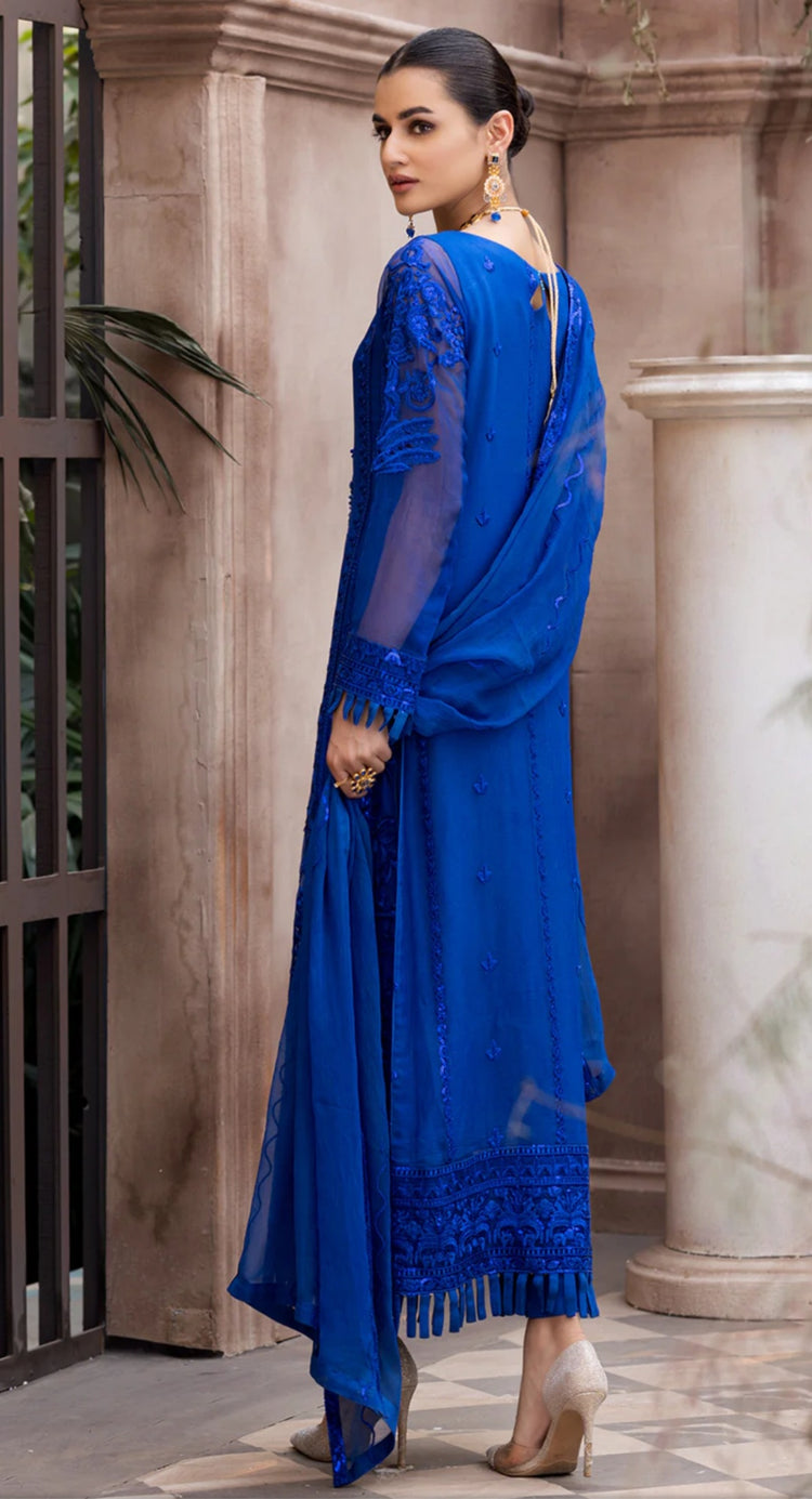 Chiffon Royal blue 3pc