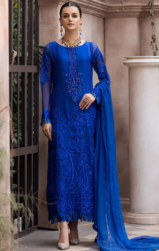 Chiffon Royal blue 3pc
