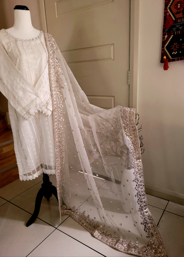 White Gotta Organza Duppata