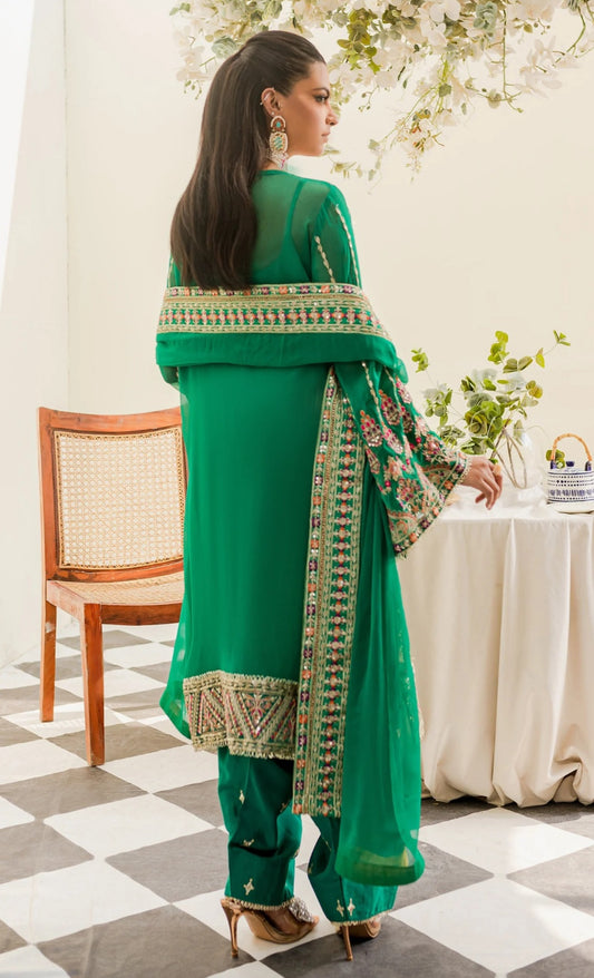 Parrot green chiffon 3pc