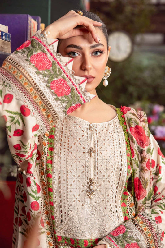 Floral lawn 3pc designer dress