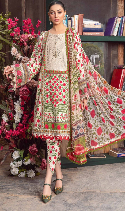 Floral lawn 3pc designer dress
