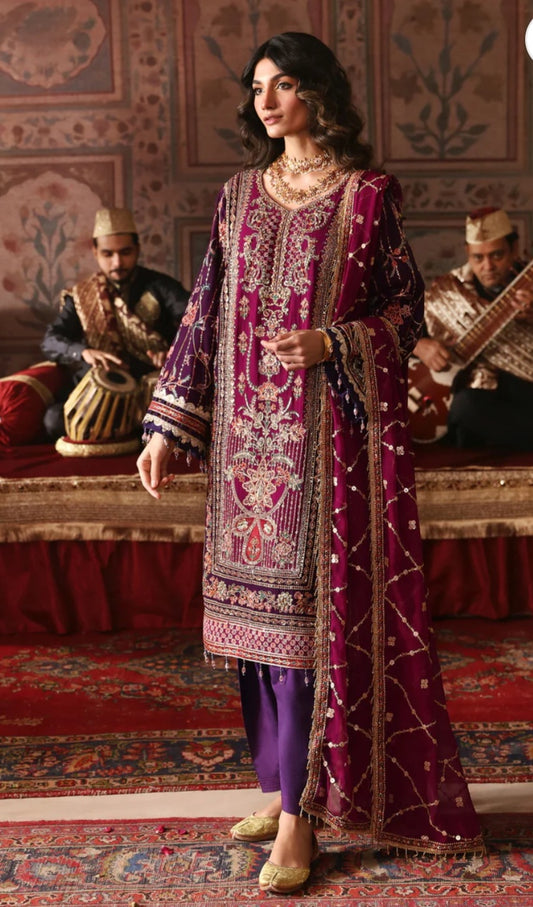 Plum & purple heavy chiffon 3pc