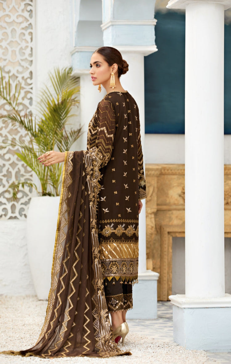 Chocolate Brown chiffon 3pc