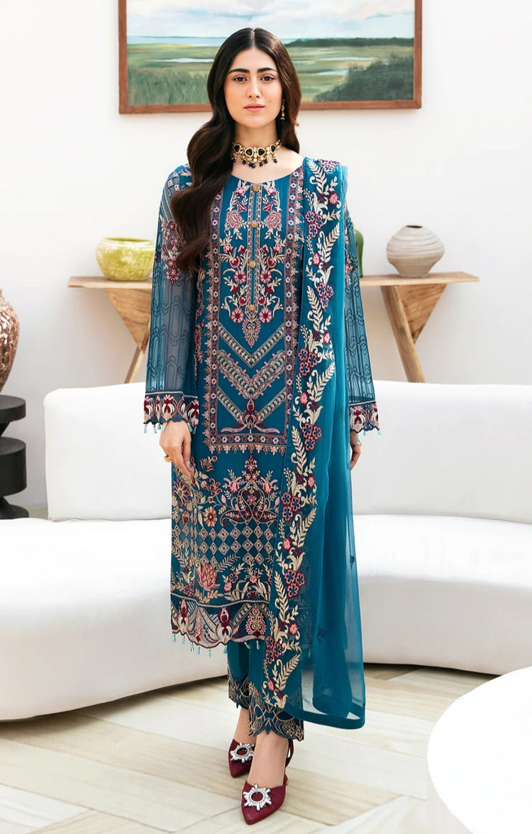 Peacock green chiffon 3p