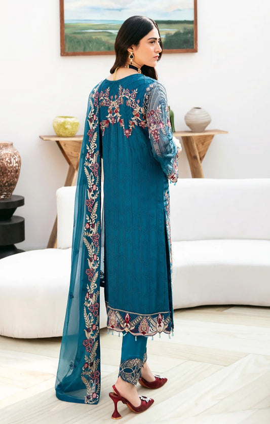 Peacock green chiffon 3p