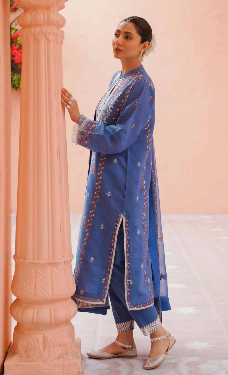 Zara shahjahan iceblue 3pc dress