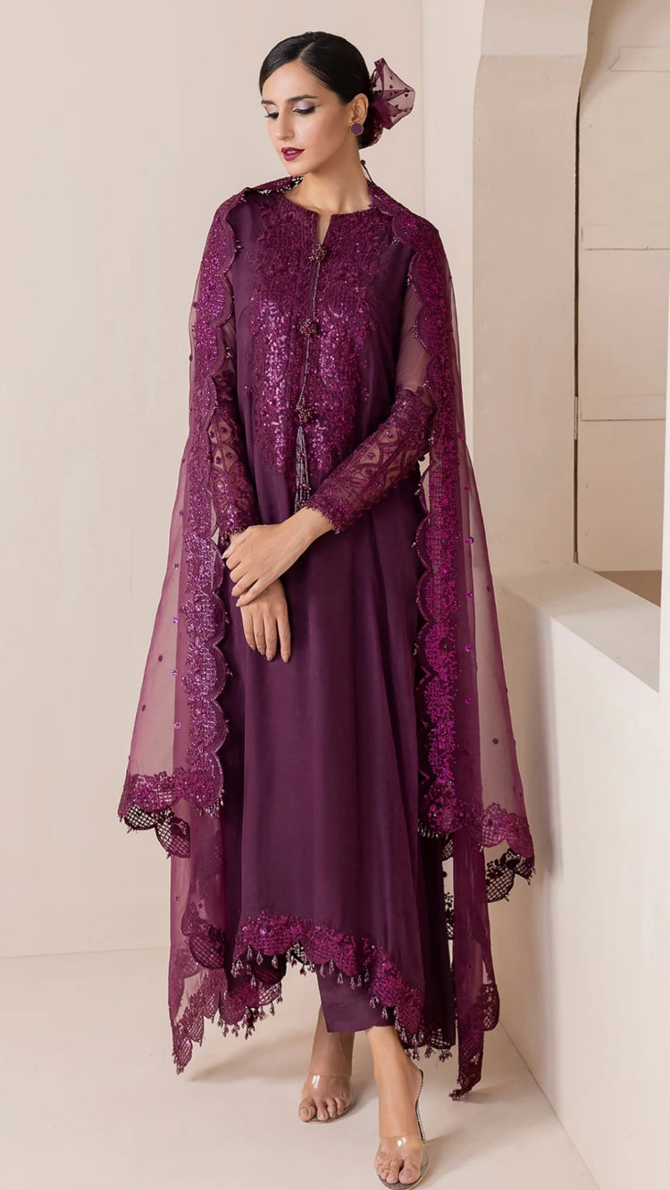 Magenta Maroon chiffon 3pc