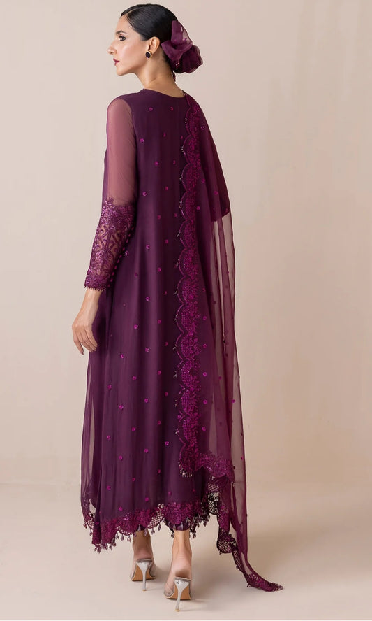 Magenta Maroon chiffon 3pc