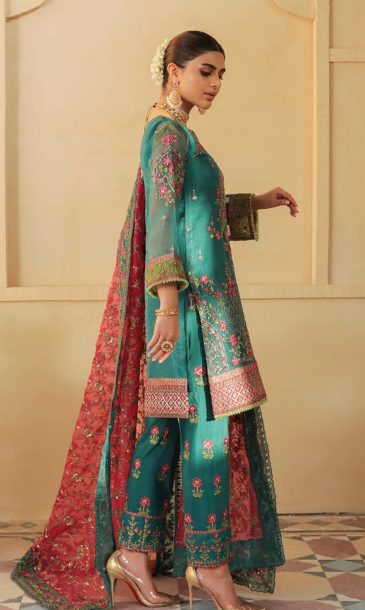 Seagreen & Red 3pc dress