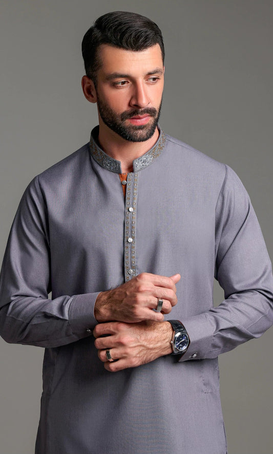 Light Grey Mens Kurta Pajama