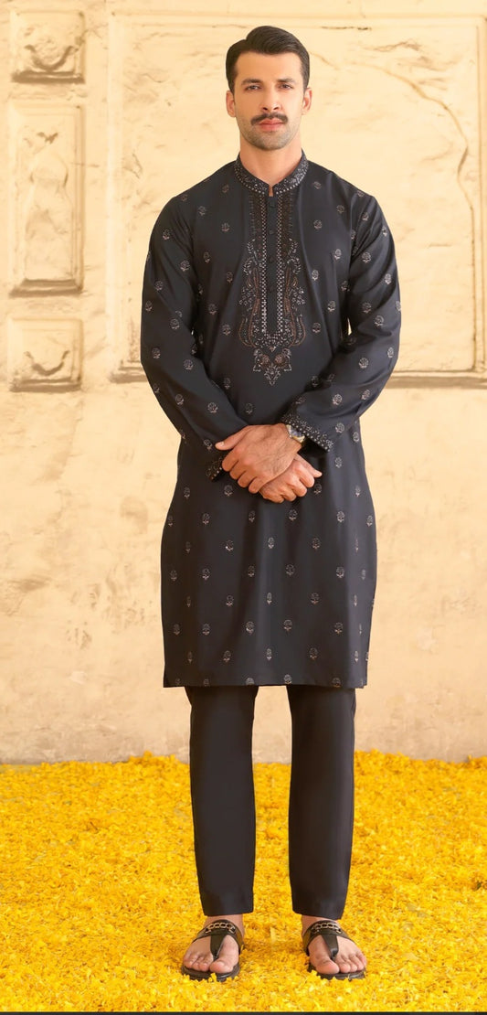 Navy Blue Mens Kurta&Pajama