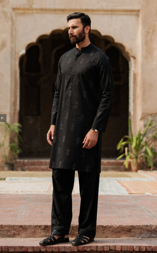 Black men's kameez 2pc set