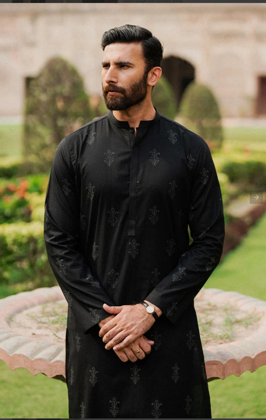 Black men's kameez 2pc set