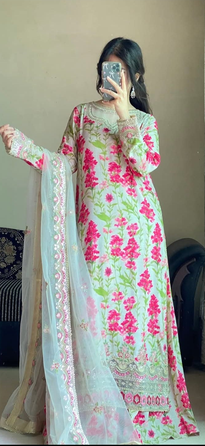 Floral silk 3pc dress