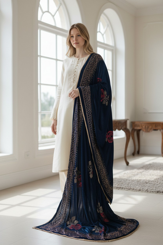 Stone Flower Velvet Shawls