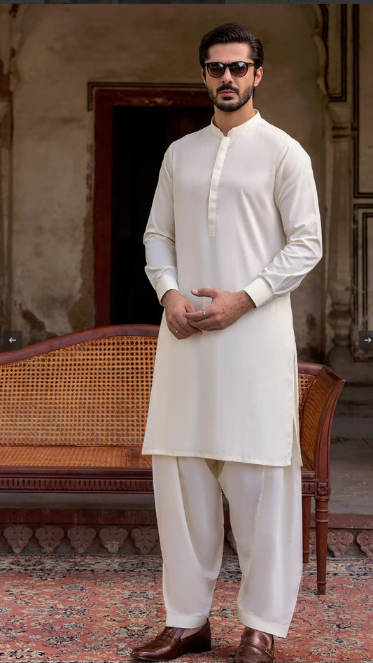 Cream Mens Kameez Shalwar