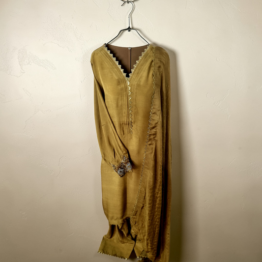 Dark olive green farshi shalwar dress