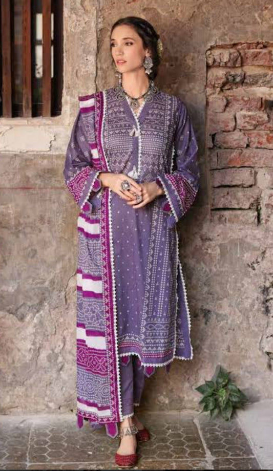 Purple & Magenta lawn 3pc