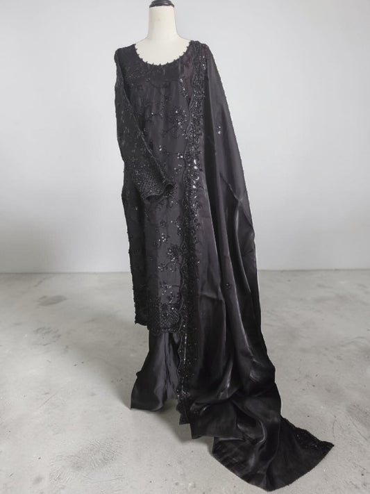 Black Chiffon silk womens 3pc