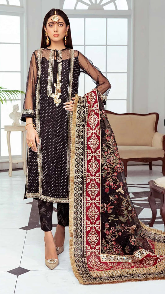 Heavy Black & Red 3 Piece Suit