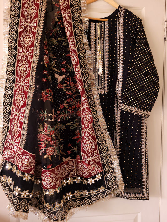 Heavy Black & Red 3 Piece Suit