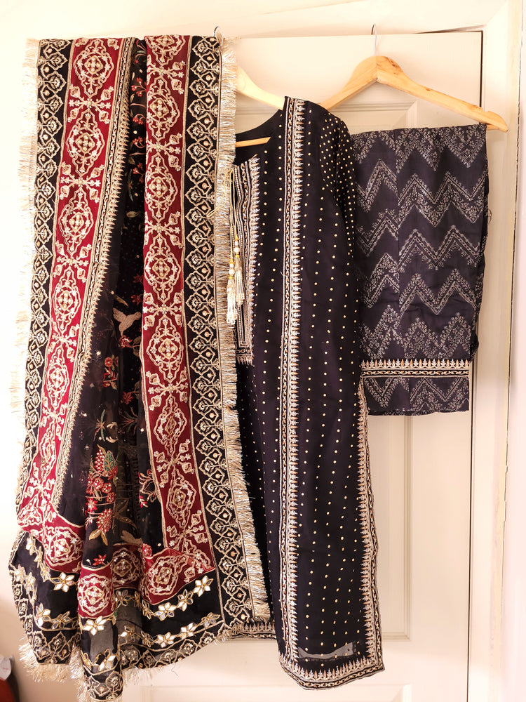 Heavy Black & Red 3 Piece Suit