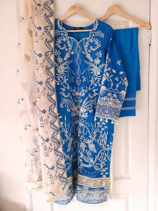 Electric Blue Fancy 3 Piece Suit