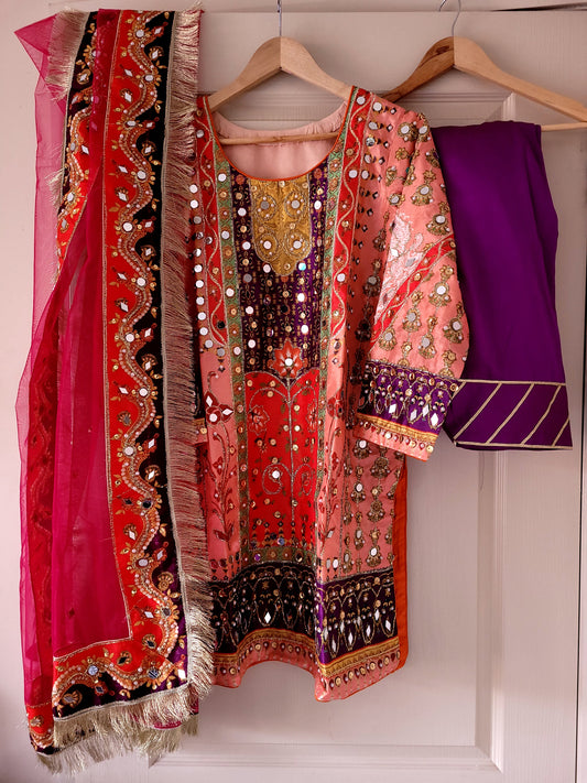 Mehndi & Dholki Mirror 3 Piece Dress