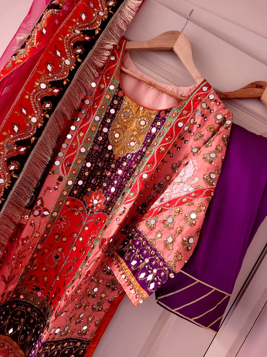 Mehndi & Dholki Mirror 3 Piece Dress